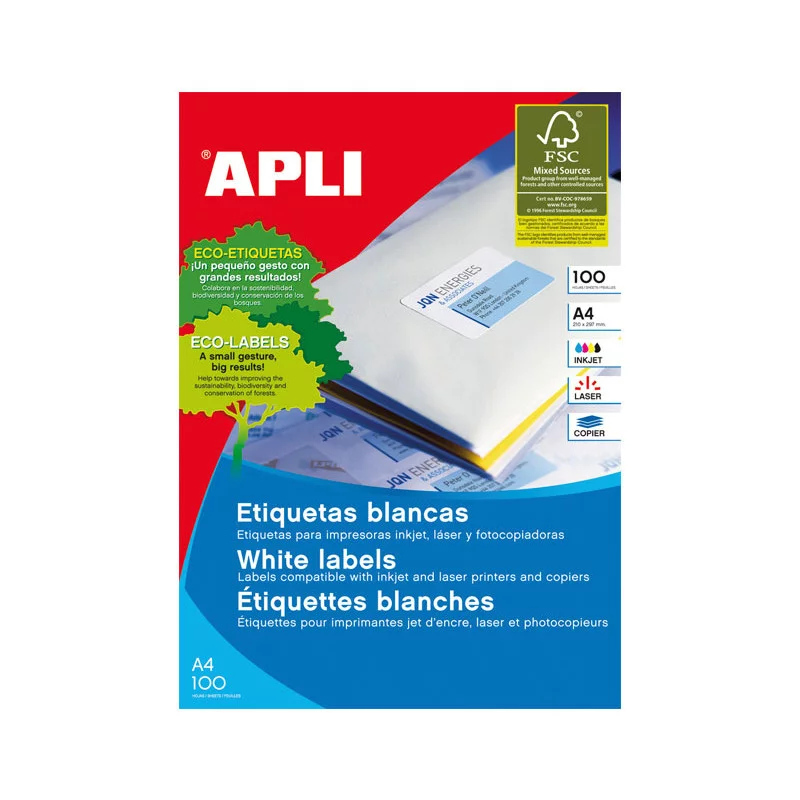 Caja 100h etiquetas adhesivas APLI...